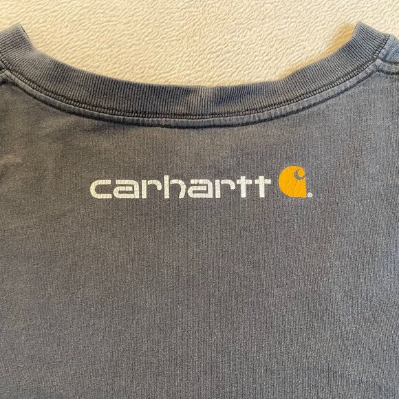 Carhartt Mens Shirt 2XL Tall Long Sleeve Black Logo Cotton Casual with Flaws - Picture 10 of 12